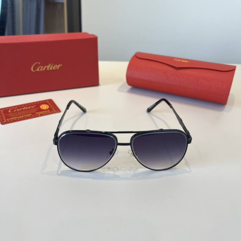 Черные солнцезащитные очки Cartier с металлической оправой и градиентными линзами