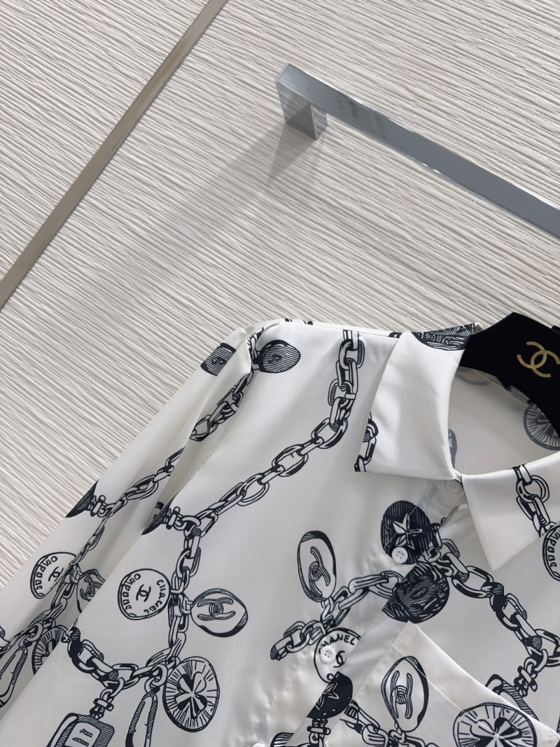 Женская рубашка с принтом в виде цепей и логотипов, размер S Chanel