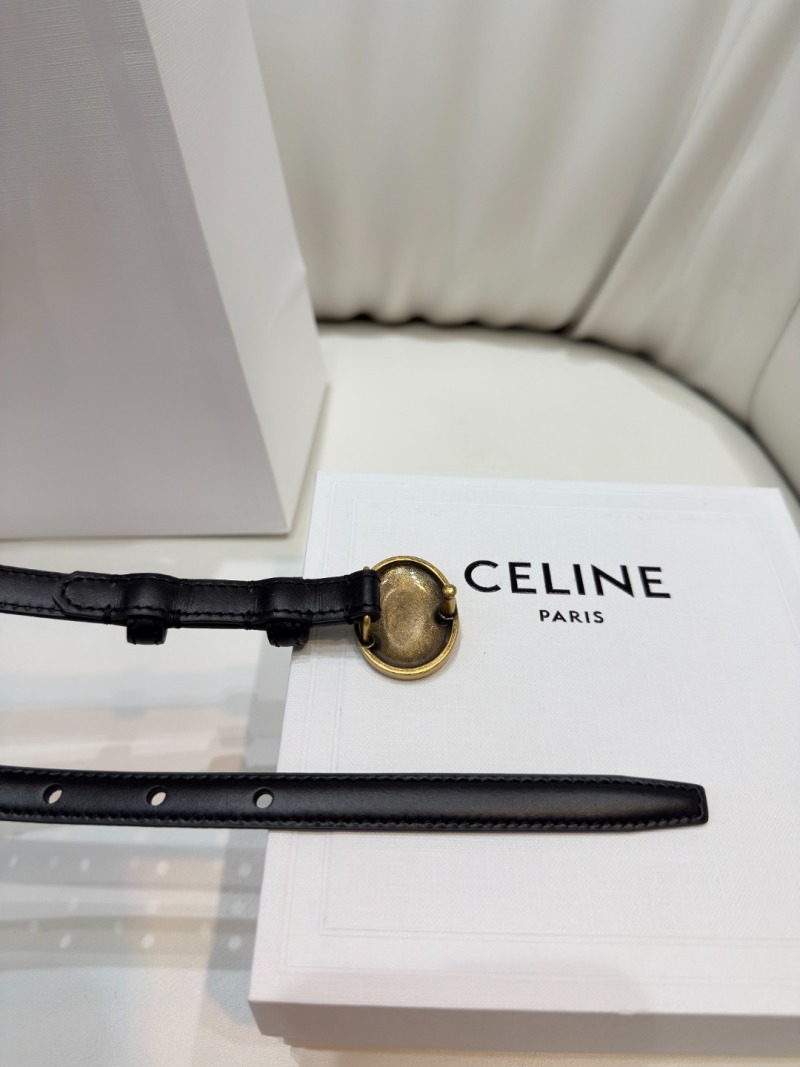 Ремень Celine тонкий 1.3 см с золотой пряжкой