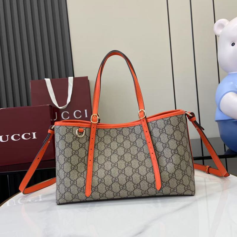 Сумка Gucci с принтом и оранжевыми вставками