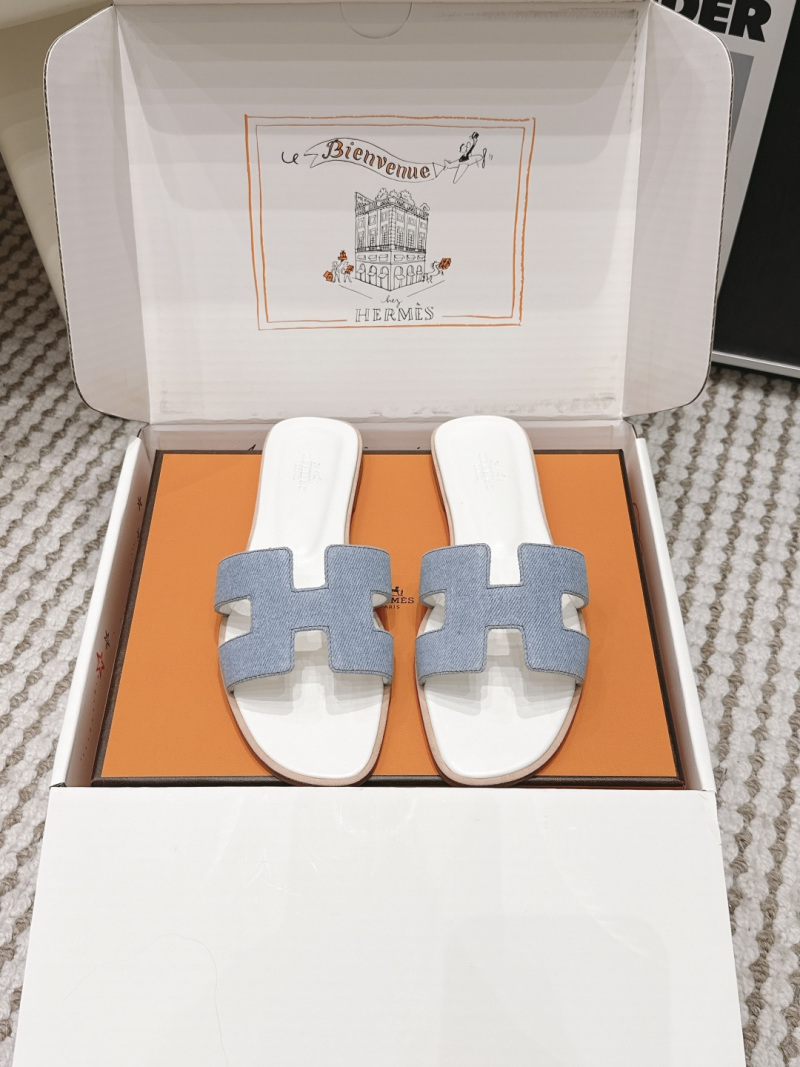 Женские шлёпанцы H с ремешком из ткани Hermès