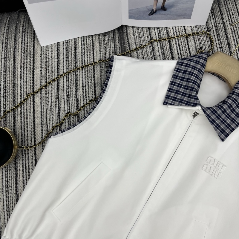 Женская безрукавка с галстуком в клетку Miu Miu