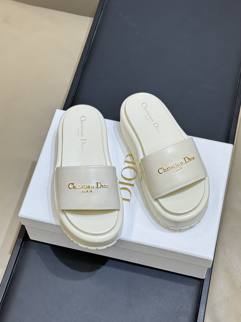 Женские белые платформенные шлепанцы Christian Dior