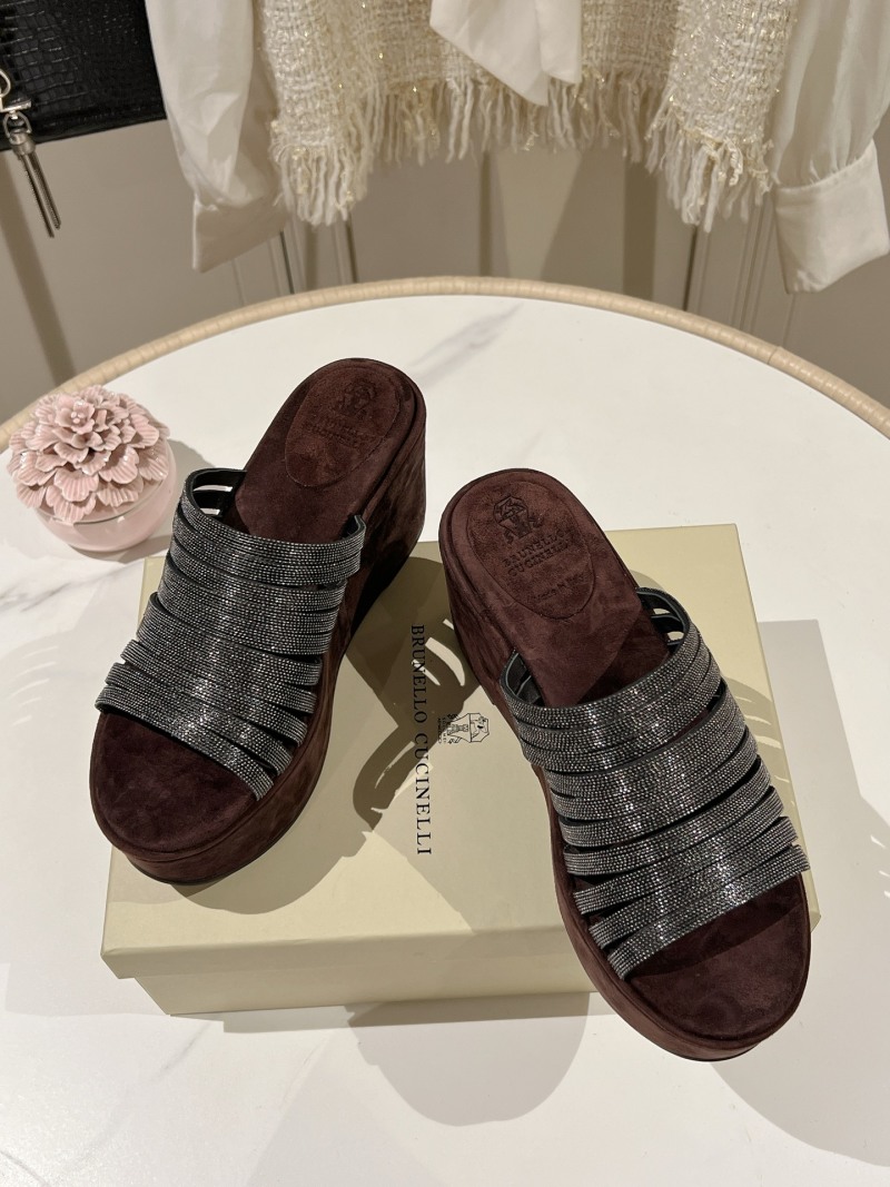 Туфли женские на платформе со стразами Brunello Cucinelli