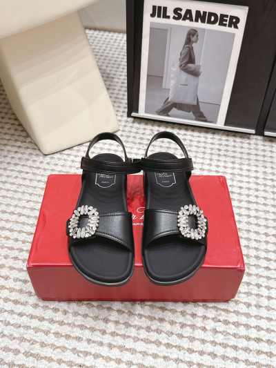 Женские черные босоножки Roger Vivier Slidy с кристаллами