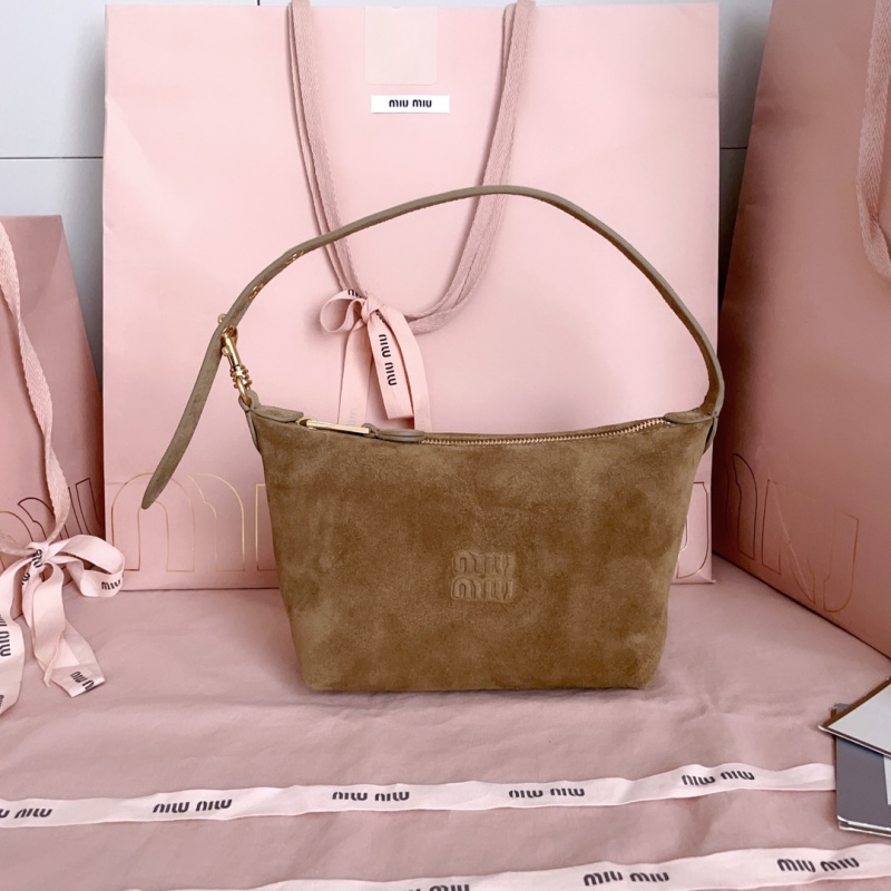 Сумка из замши Мию Мию бежевая Miu Miu