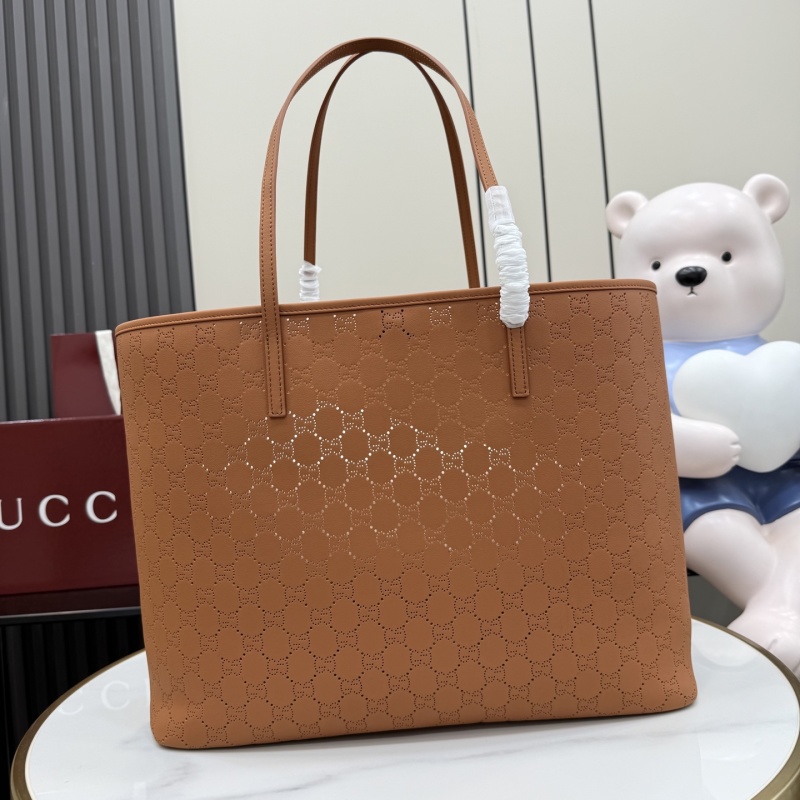 Сумка-тоут Gucci коричневая с перфорацией