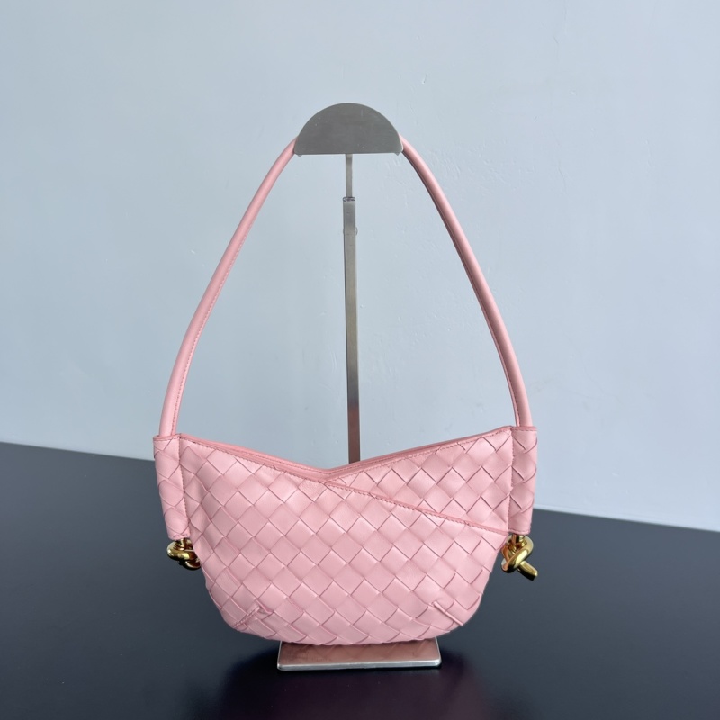 Сумка Bottega Veneta Mini Solstice плетеная розовая с узлом