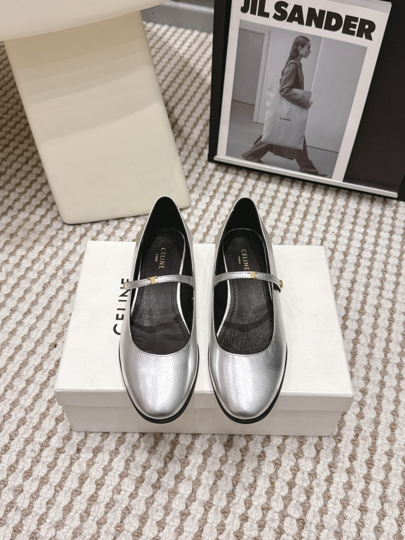 Женские туфли Celine, серебристый цвет
