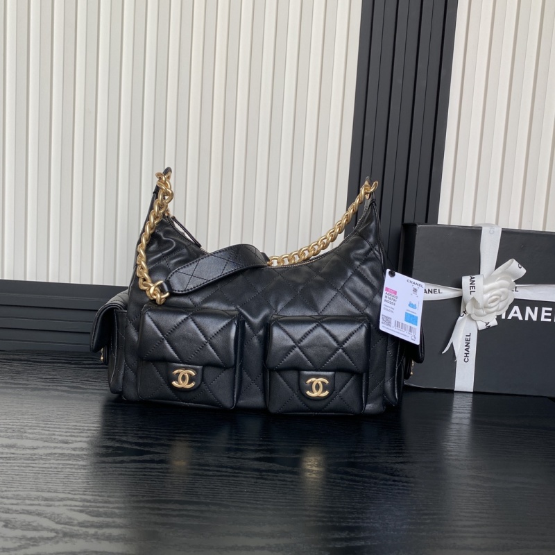 Женская сумка Chanel Hoho с двойными карманами и золотой цепью