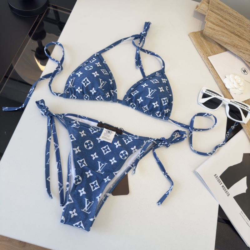 Купальник бикини синий с принтом Louis Vuitton
