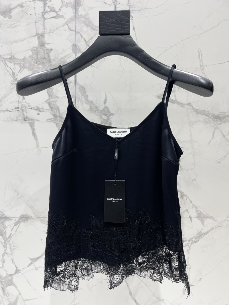 Женский топ Saint Laurent с кружевной вставкой