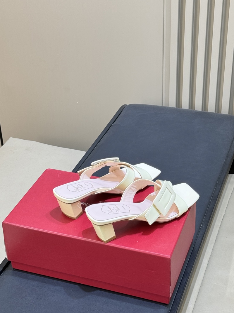 Женские босоножки с ремешками и квадратной пряжкой, бежевый Roger Vivier