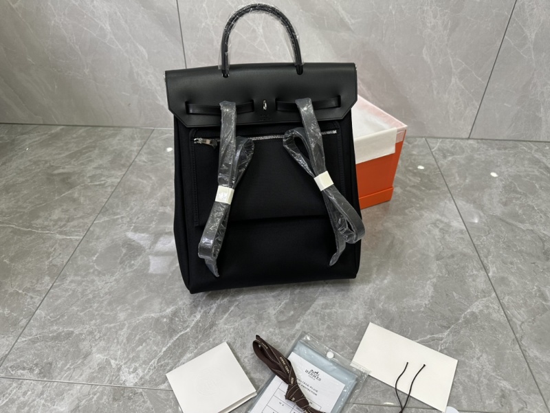Рюкзак Herbag черный из кожи и ткани Hermès