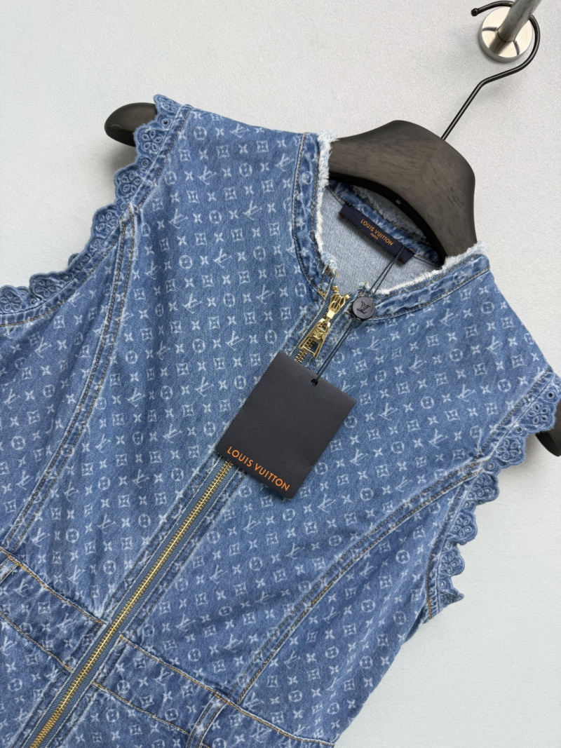 Безрукавное джинсовое платье с принтом Louis Vuitton