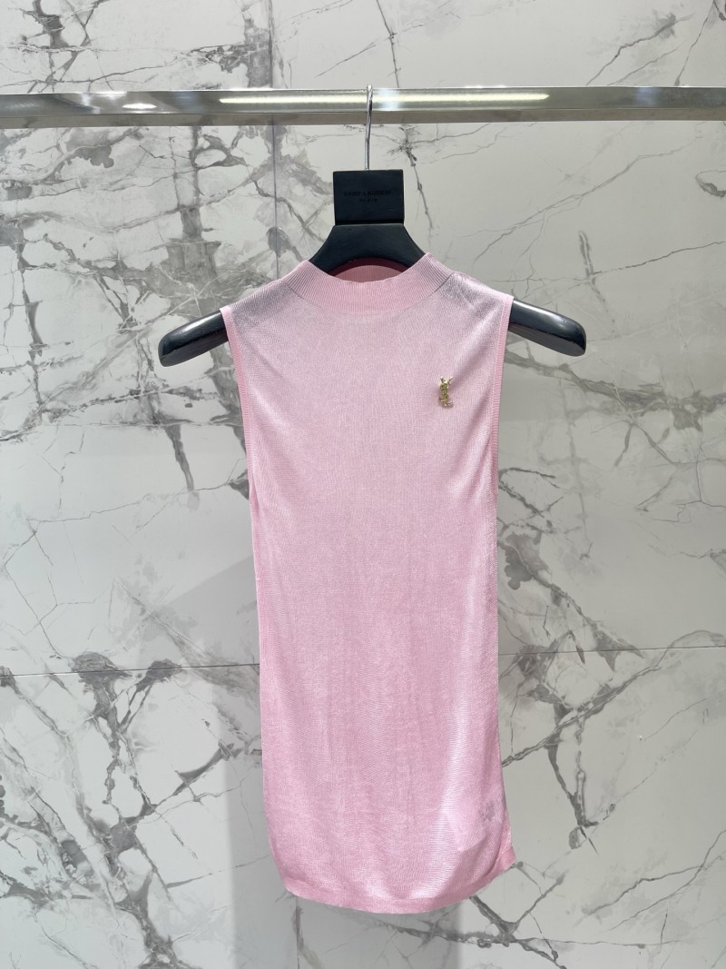 Топ бесрукавный Saint Laurent розовый полупрозрачный