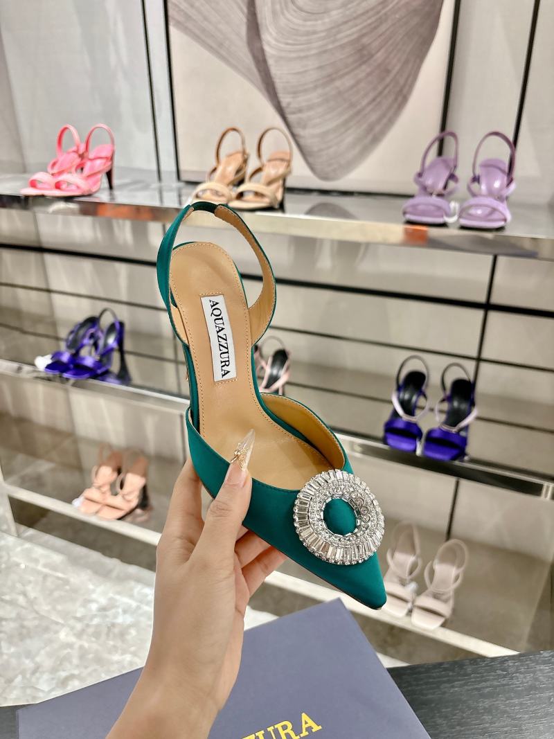 Мюли на каблуке с декоративной пряжкой из страз Aquazzura
