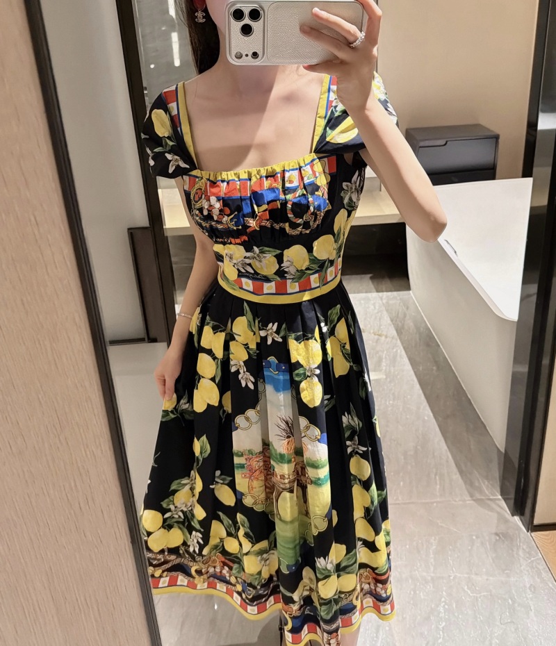 Повседневное платье с принтом лимонов Dolce & Gabbana