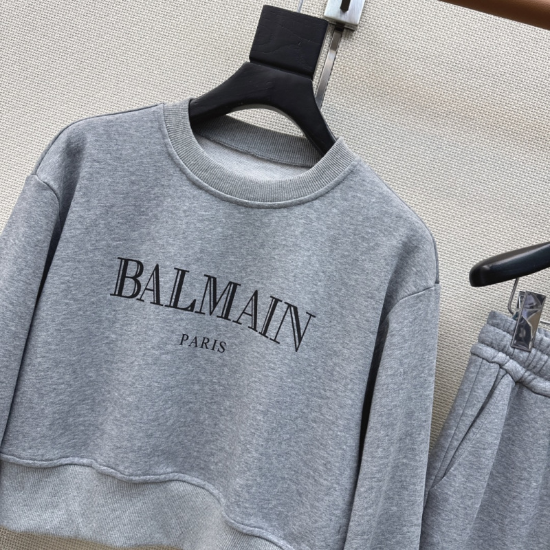 Комплект Balmain серый: худи и штаны