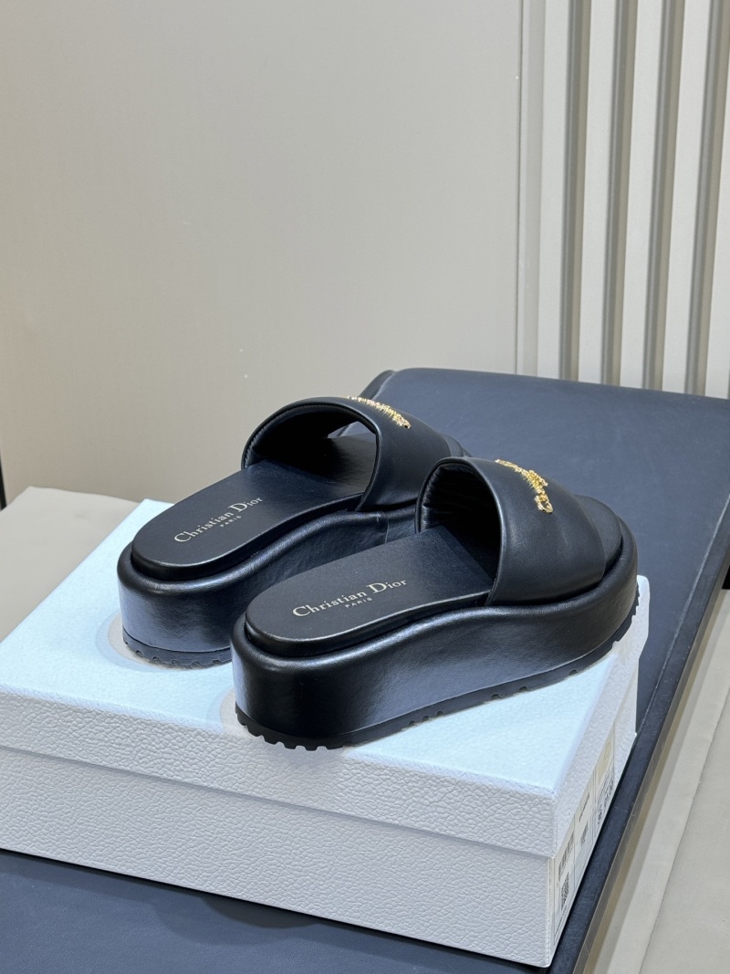 Черные платформенные шлепанцы Christian Dior