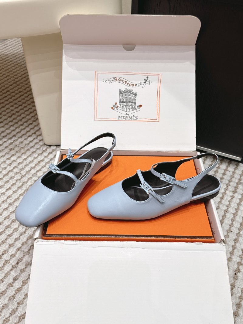 Женские кожаные сандали Hermès Oran, голубые