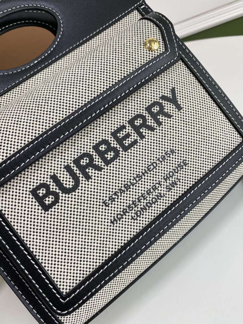 Сумка-шопер из ткани с кожаной отделкой и логотипом Burberry