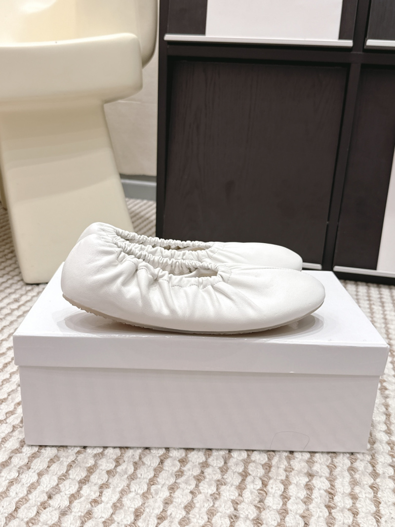 Женские белые кожаные балетки со сборками Maison Margiela