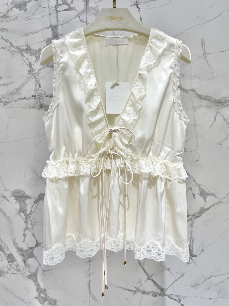 Женская ацетатная блуза с кружевом Chloé