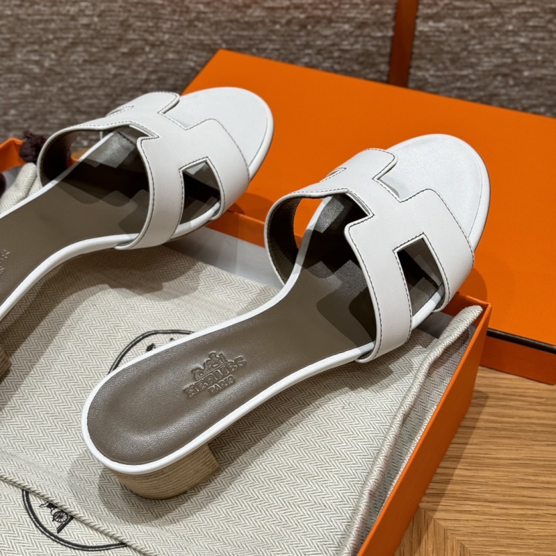 Женские белые сандалии-тапочки с ремешком в виде буквы H Hermès