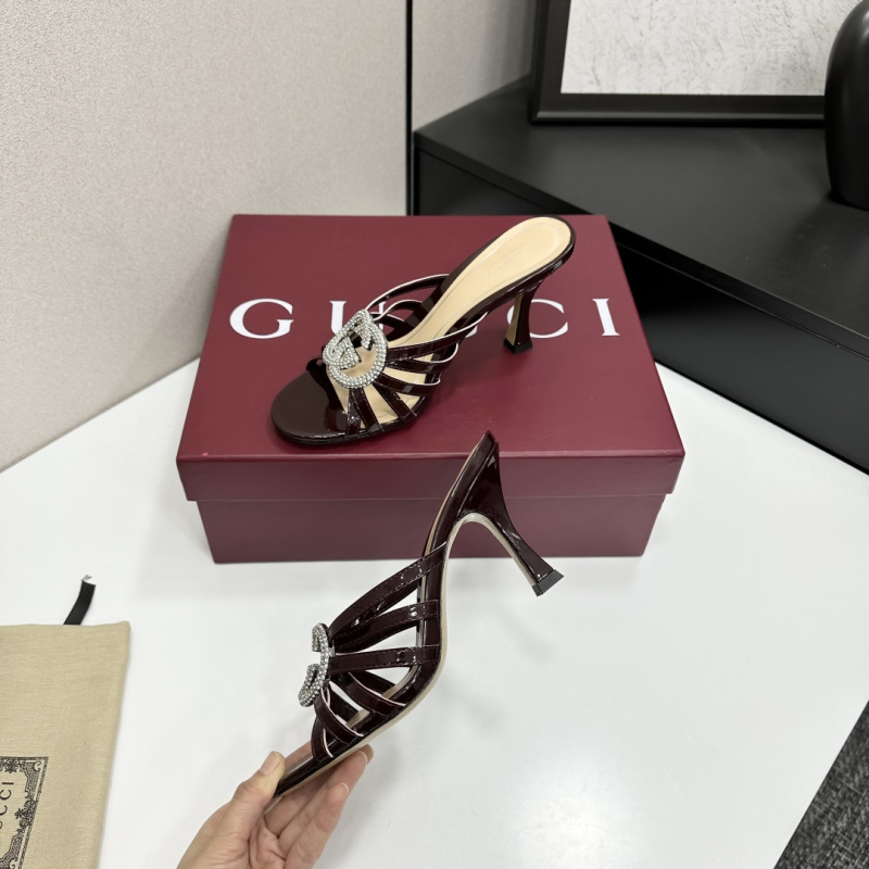 Женские сабо на шпильке с декоративной пряжкой из страз Gucci