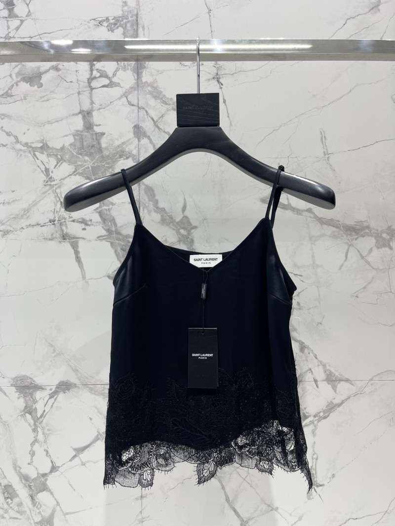 Женский топ Saint Laurent с кружевной вставкой