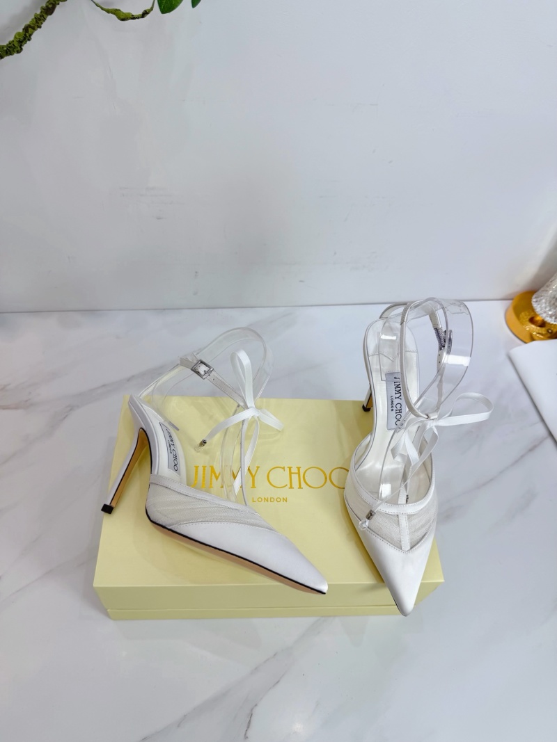 Женские белые туфли на шпильке с ремешками Jimmy Choo
