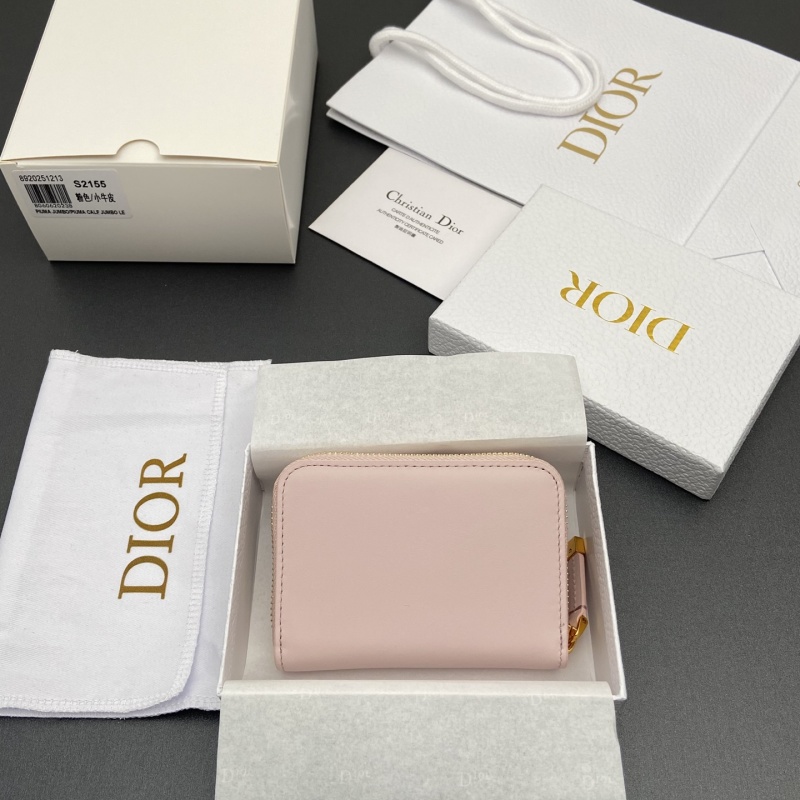 Кожаный кошелек Dior Jumbo с молнией розовый