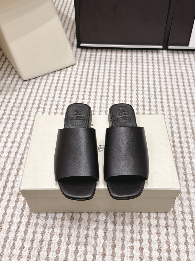 Женские кожаные шлёпанцы Brunello Cucinelli