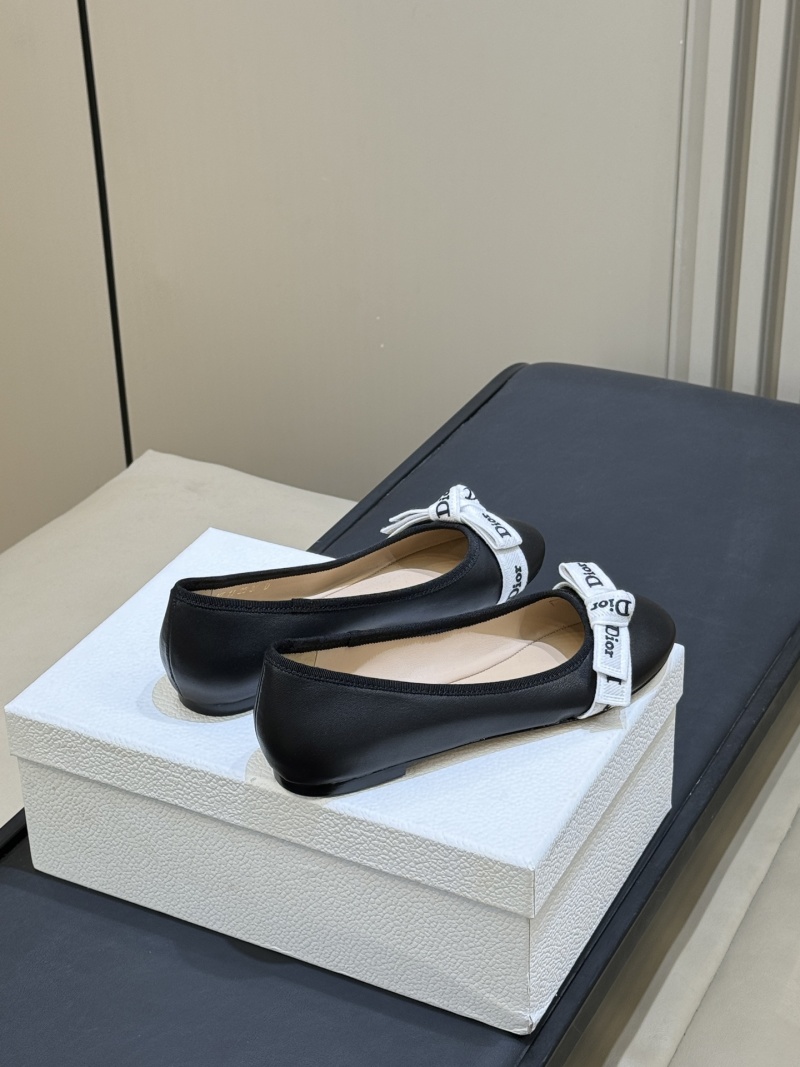 Женские черные балетки с лентой Dior