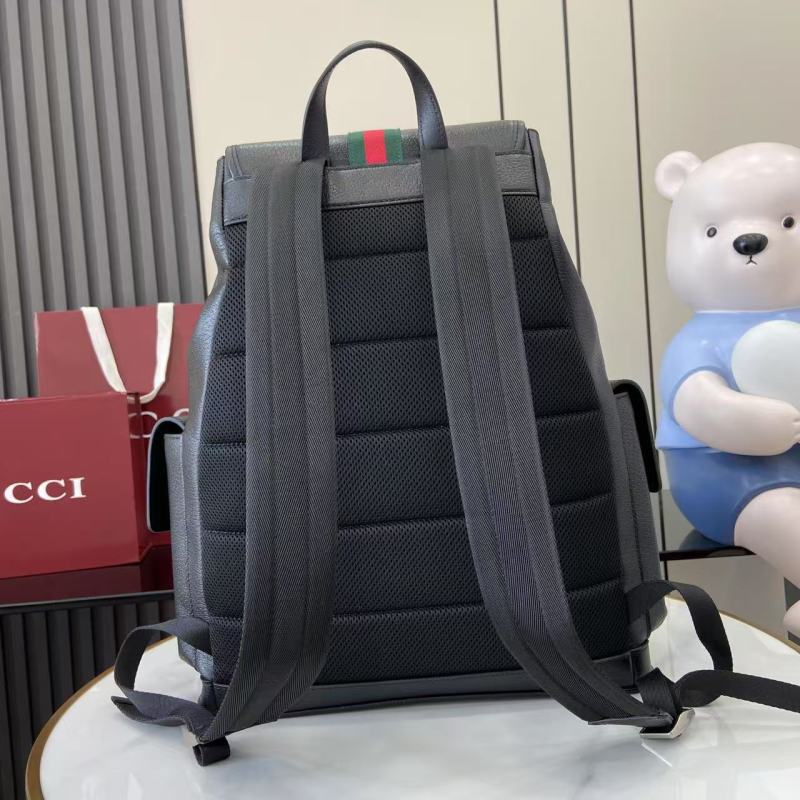 Рюкзак Gucci черный с красно-зеленой полосой