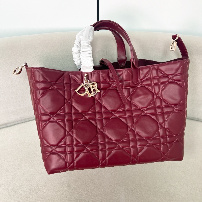 Сумка женская Dior большая стеганая бордовая