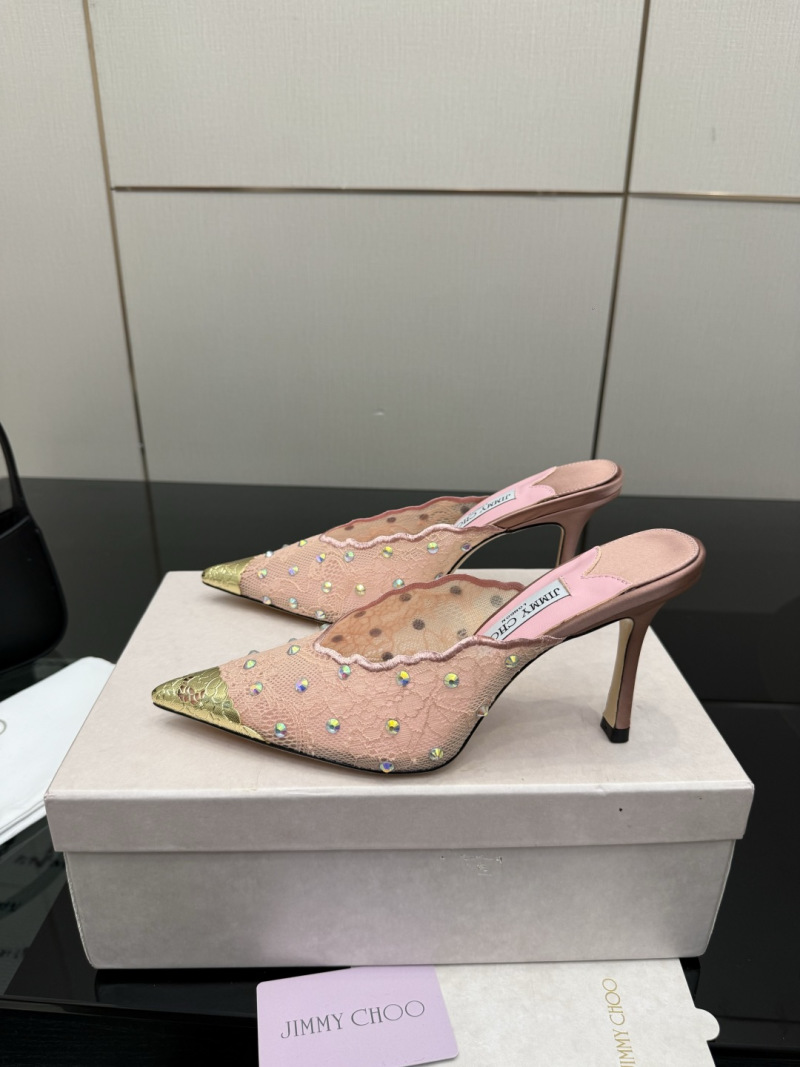 Босоножки Jimmy Choo с золотым носком и декором