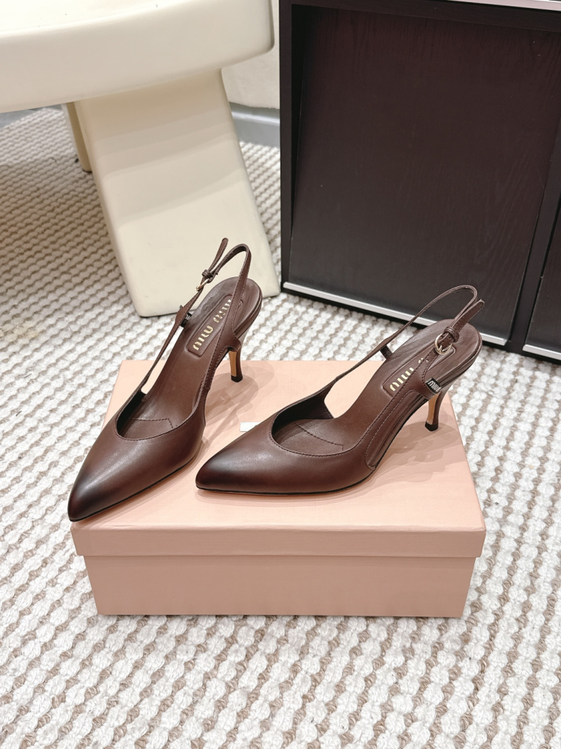 Женские туфли Miu Miu на каблуке из натуральной кожи