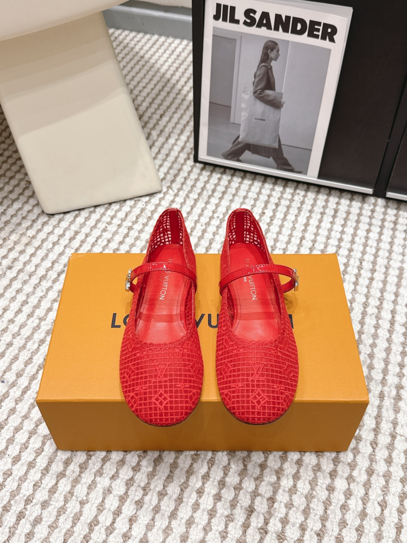 Балетки красные Monogram с кружевной отделкой Louis Vuitton