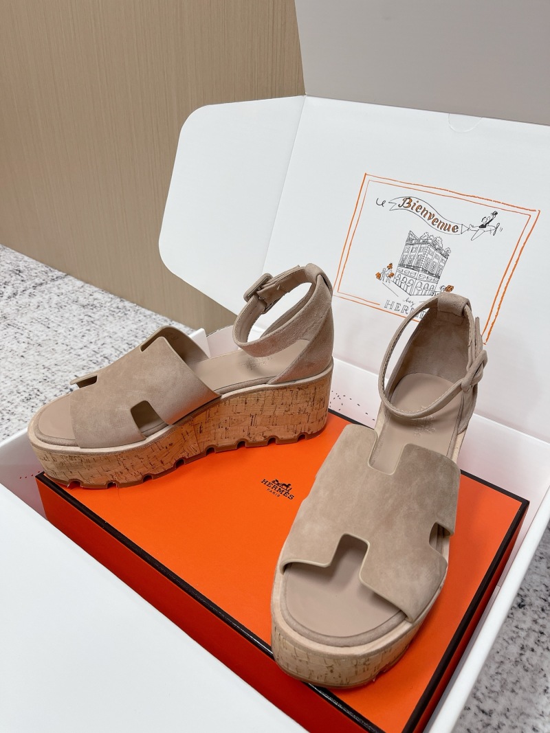 Женские замшевые босоножки H-образного силуэта Hermès