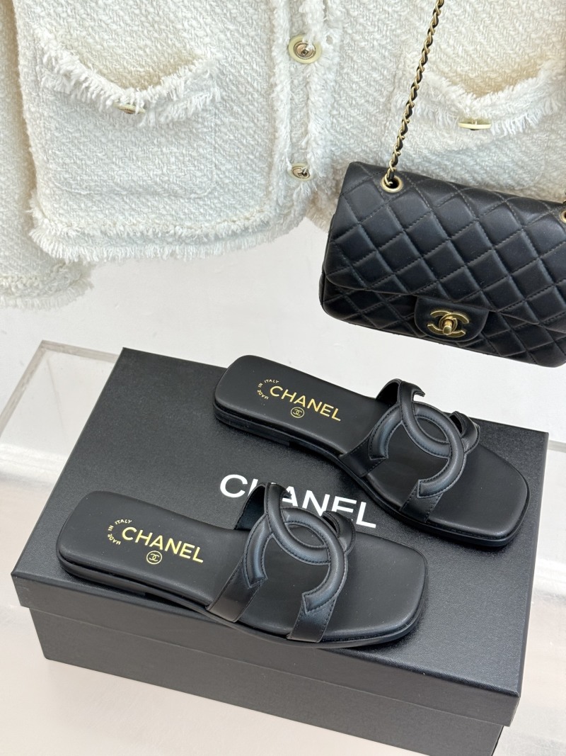 Черные кожаные сандалии с двойным C-кольцом, CHANEL