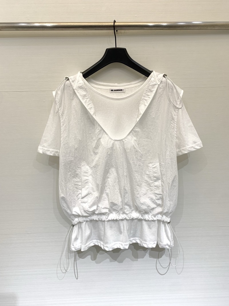 Белый топ Jil Sander+ с регулятором и эффектом многослойности Без бренда