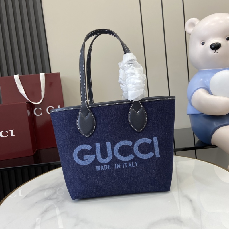 Сумка-тоут Gucci синяя с логотипом