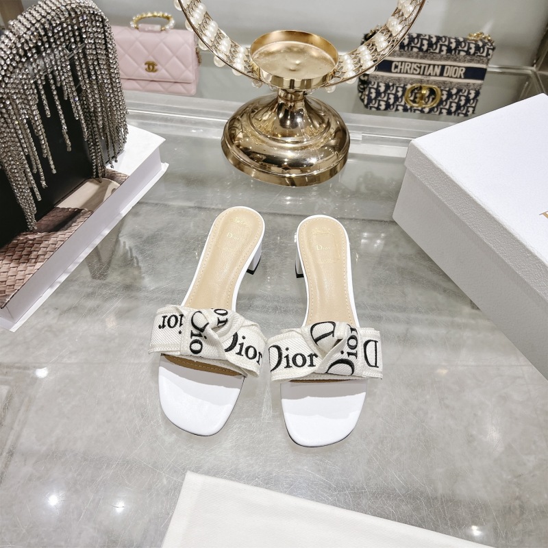 Женские сабо Dior, белый с буквенным принтом