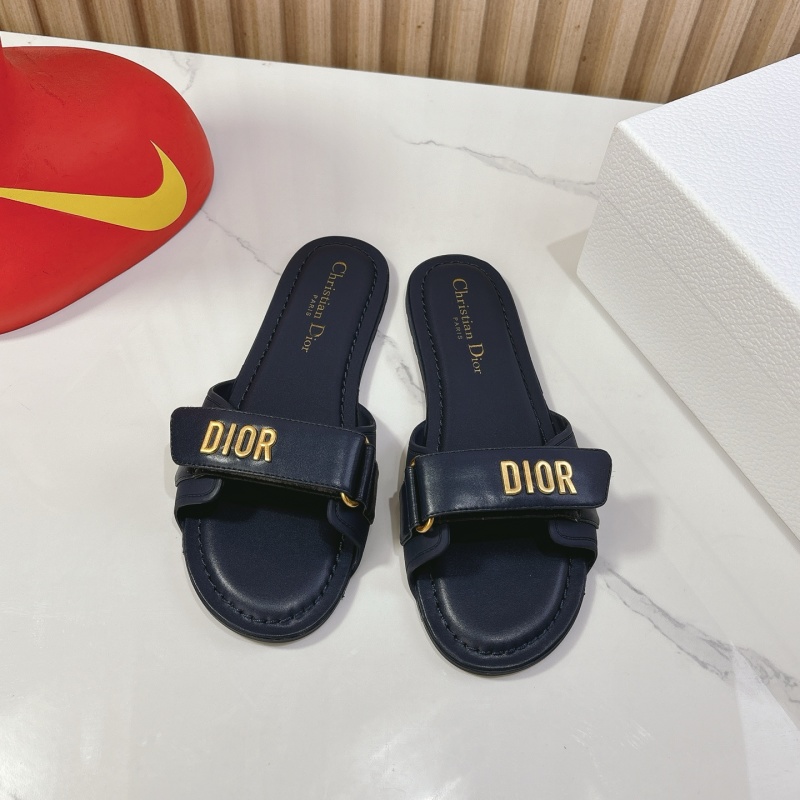 Женские черные сандалии Dior с золотой фурнитурой и липучкой