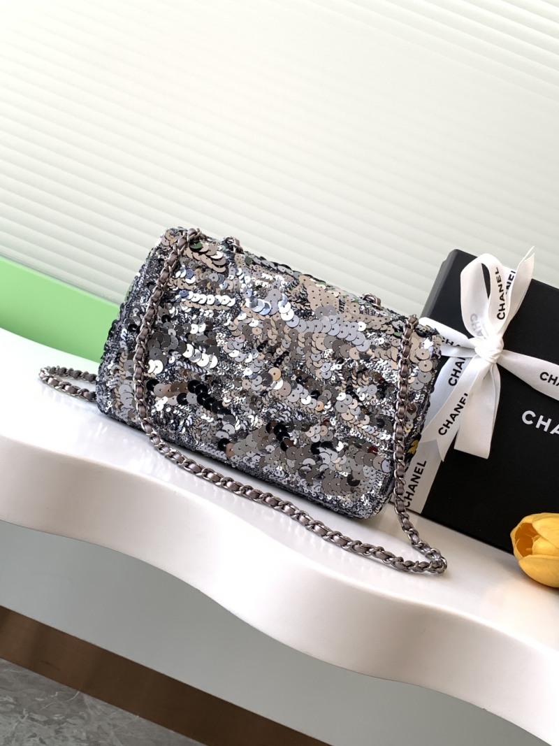 Сумка-клатч с блестками, черная Chanel