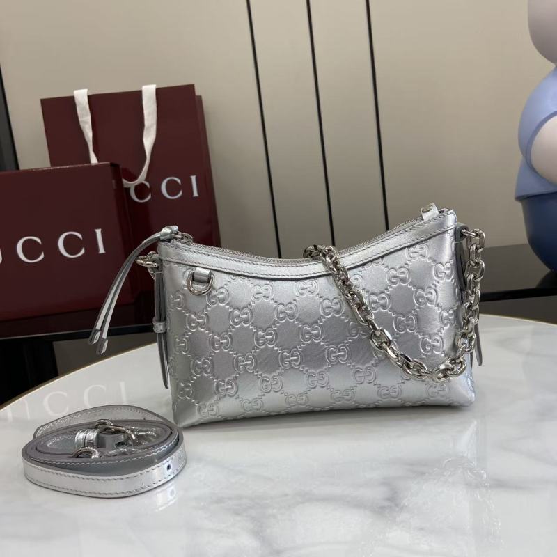 Сумка Gucci серебристая с цепочкой