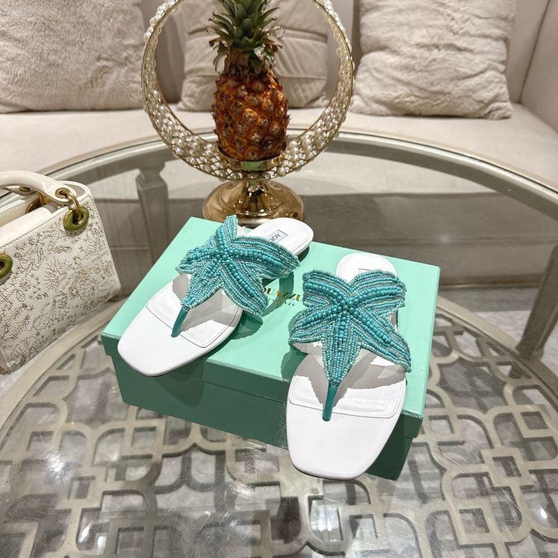 Белые сандалии AQUAZZURA с вышивкой морская звезда