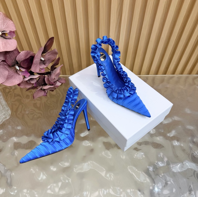 Женские туфли-шпильки на платформе с декоративными рюшами Saint Laurent